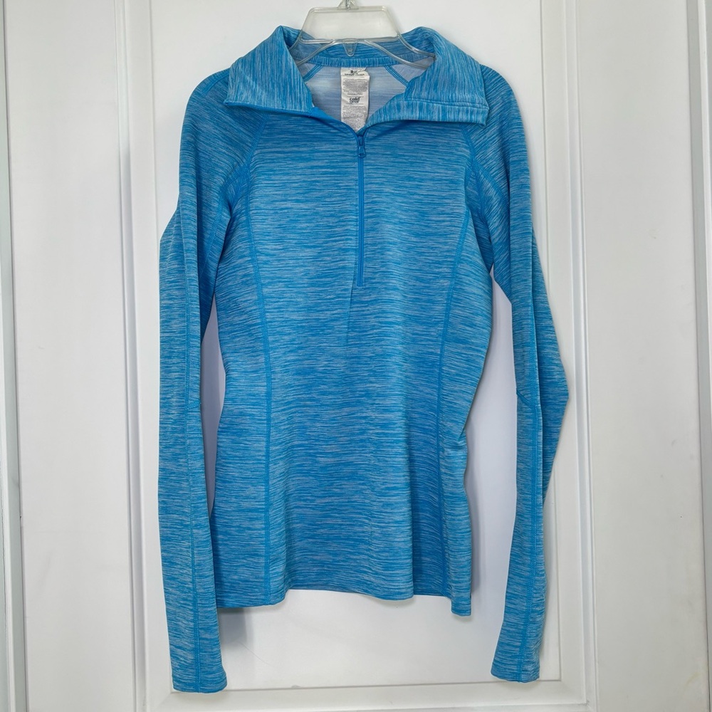 Under Armour Coldgear Blue Long Sleeve Athletic Top Fitted Thumb Holes 1/4 Zip